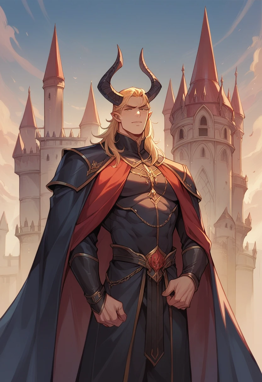 A blonde beauty was imprisoned in a castle by the Demon King..He has a fierce appearance.