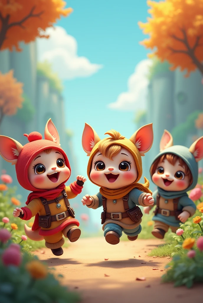 Cute little heroes playing