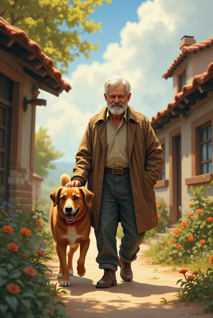 Once upon a time, in a village lived a man and his faithful dog. The man was proud of the dog's loyalty because he was always with him, whether he was in joy or trouble.