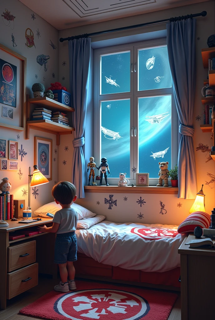 A &#39;s room decorated with star wars