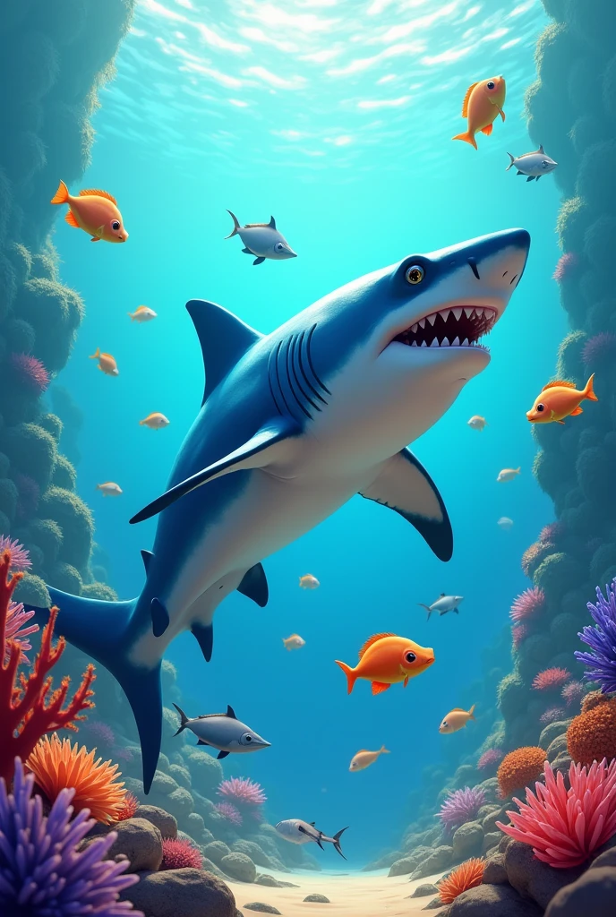 Shark enjoying with other fish animations 
