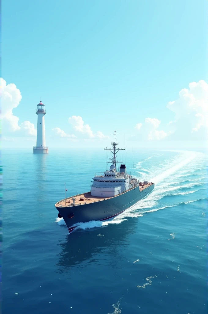 ocean scene with a ship sailing smoothly on calm waters. This can symbolize both your love for the sea and your journey towards becoming a marine engineer. The image could have a balance of nature's beauty with a touch of engineering marvel in the form of a ship or a lighthouse in the background.