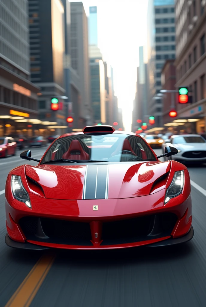 make a picture of an Uber in a Ferrari 