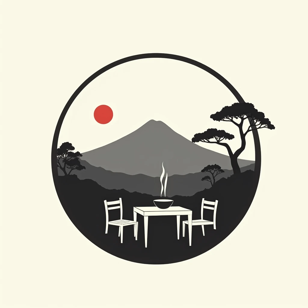 Logos of restaurants in the mountains rich in nature in Japan
Restaurant logo with a view of Mt. Fuji
monotone sun
All logos are achromatic
Circle-shaped logo marks,
A logo that shows that it is a delicious restaurant
a restaurant rich in nature
A stylish, small knife and fork on the terrace table, polite,
steam
a small pine tree
attract tourists
chic
Mt. Fuji is painted with only silhouette, pop and border only
Logos are pop, stylish and silhouette-only logo marks
White background
Black and white two-tone coloring design
achromatic design
elegant design
Italian and Japanese restaurants
Match between Japanese and I, harmony
Pretty cool
Stylish design
chic and modern design