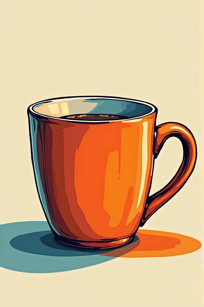 Create a drawing of a cup with a classic handle following the pop art artistic trend. The Fund Equally. Let it be a drawing and not a real photo