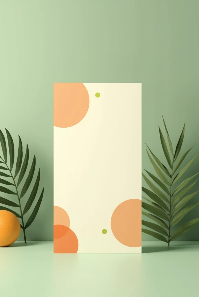 Generate a minimalist and modern style invitation card with the orange and green color palette for a company