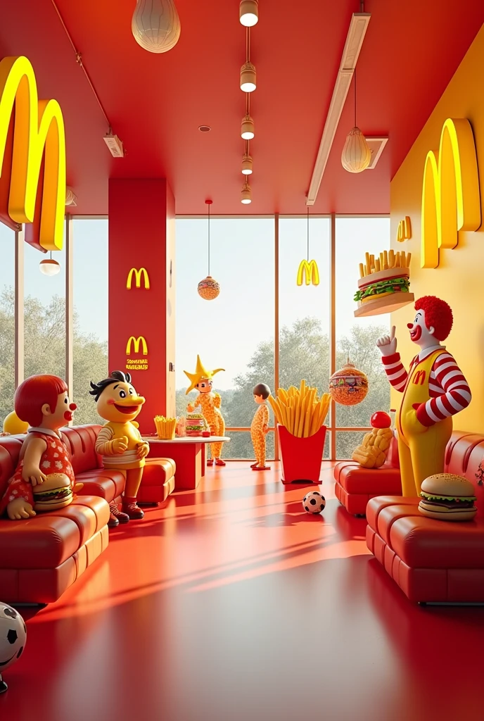 A room decorated with the McDonald&#39;s brand 