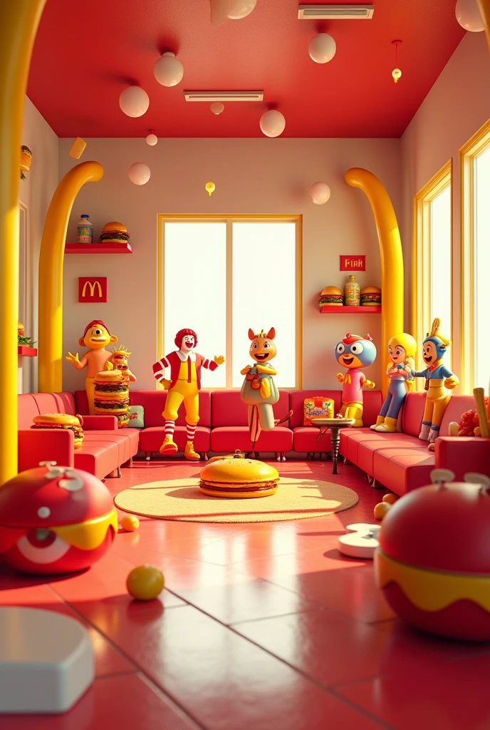 A room decorated with the McDonald&#39;s brand 