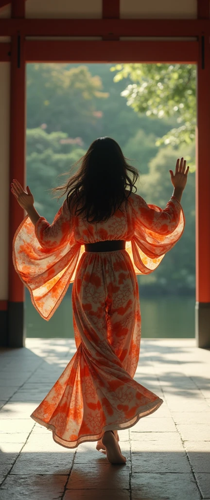 1990s , 1 dynamic japanese female, 90s streetstyle japanese fashion kimono, loose clothing, Melbourne shuffle jumping shuffling footwork , expressive pose, zen japanese torii environment, , cinematic lighting,, extremely detailed, photorealistic, 8k, film grain, dynamic composition, high quality, masterpiece