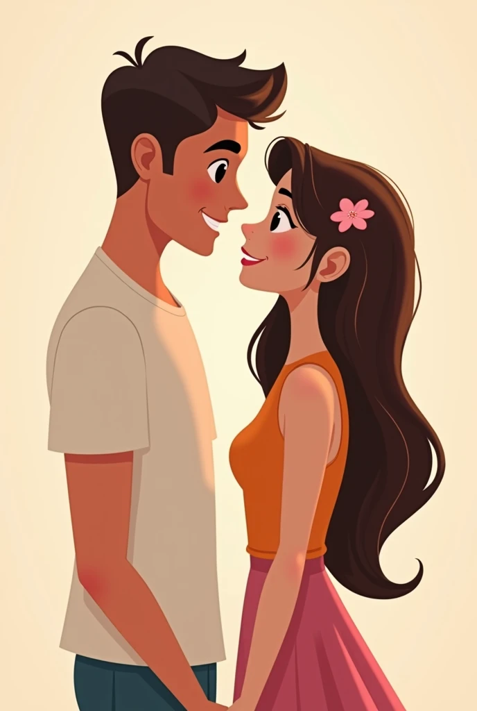 Animated couple relationship white man 2. and 1 brunette woman
