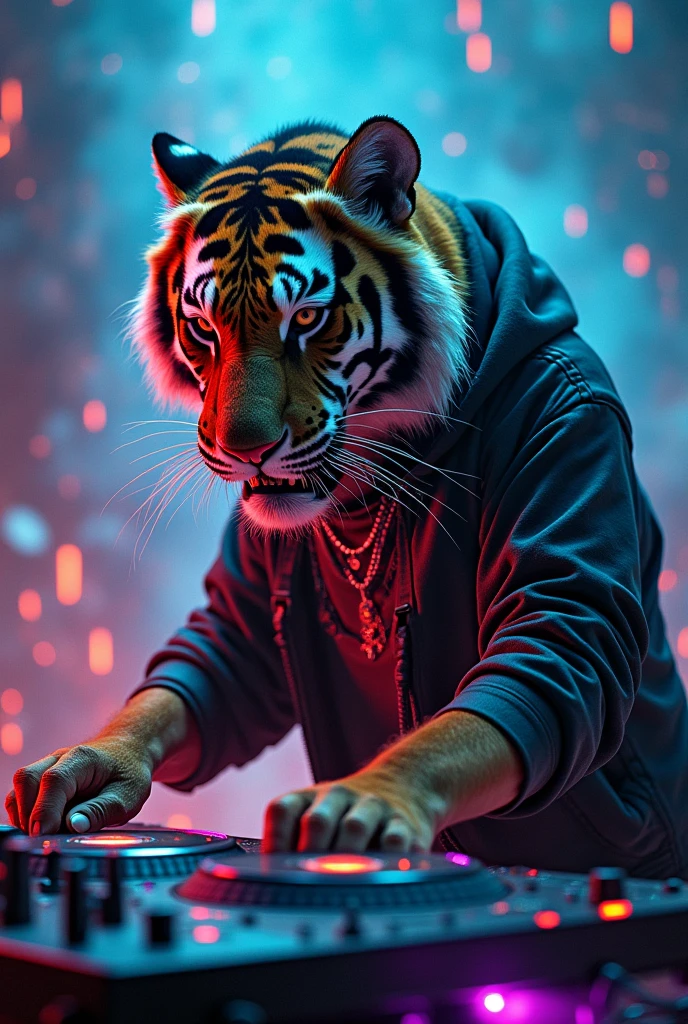 Dj man with tiger head