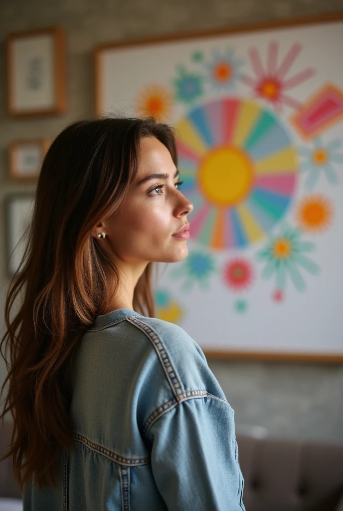 Woman thinking and a vision board in front of her 