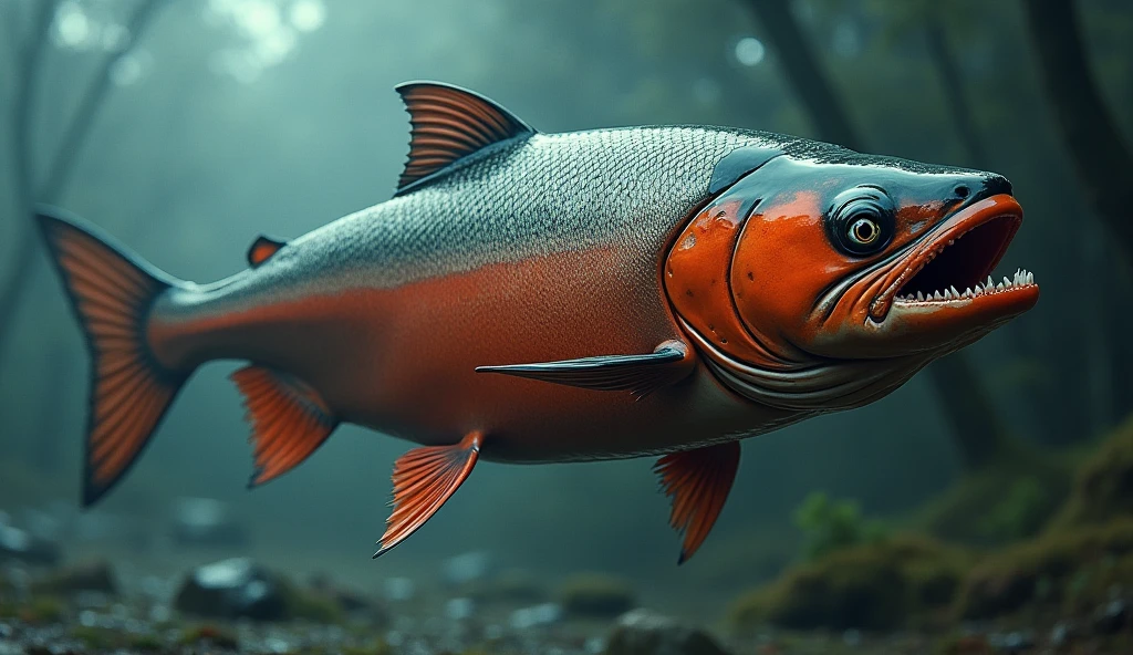 salmon, Horror , (masterpiece:1.3) (最high quality:1.2) (high quality:1.1)、pop touch