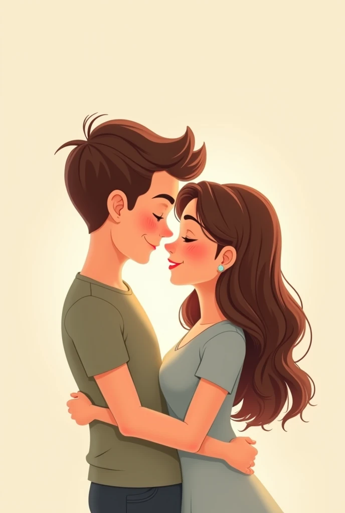 Animated couple relationship white man 2. and 1 brunette woman