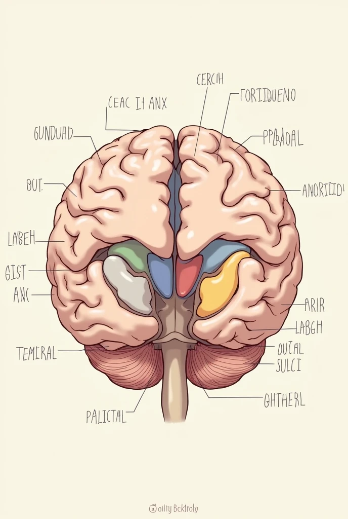 Draw and label the parts of the cerebral cortex and the cerebral hemispheres.
