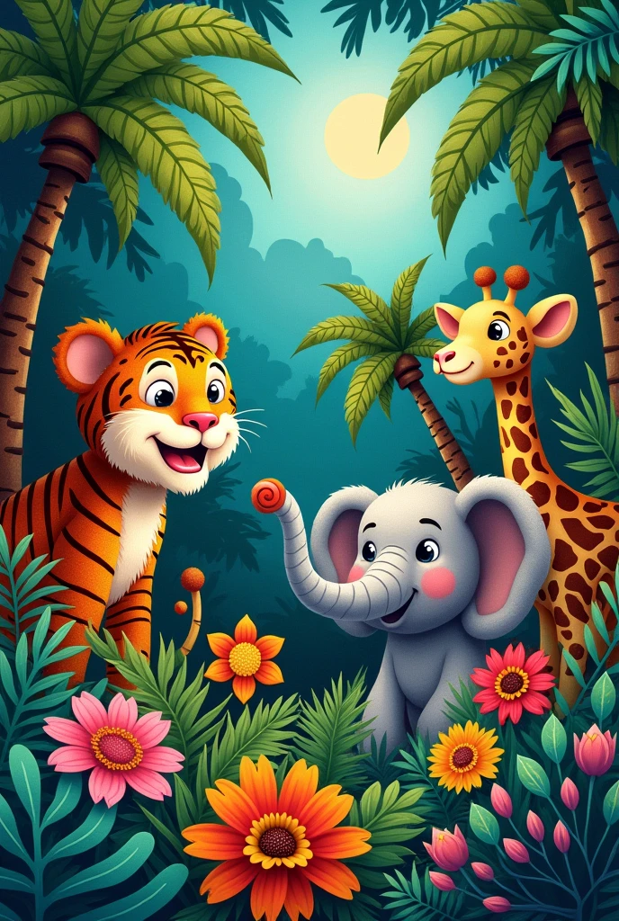 Original granny square image of jungle animals