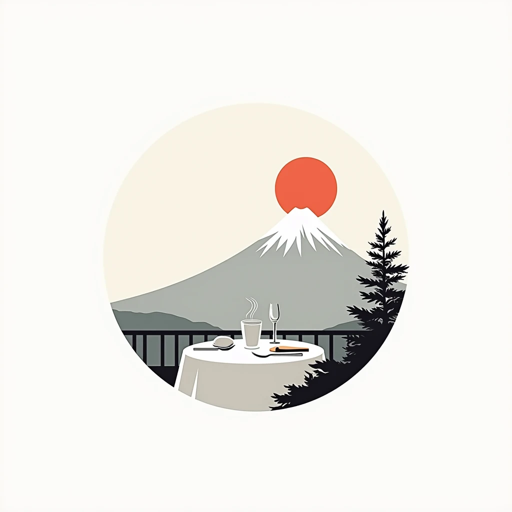Logos of restaurants in the mountains rich in nature in Japan
All illustrations of Mt. Fuji are painted with only silhouette, pop and border only,
Brand-like logo
do not paint realistically
Restaurant logo with a view of Mt. Fuji
a large monotone sun hidden in Mt. Fuji
All logos are achromatic
Circle-shaped logo marks,
A logo that shows that it is a delicious restaurant
a restaurant rich in nature
A stylish, small knife and fork on the terrace table, polite,
steam
a small pine tree
attract tourists
chic
All illustrations of Mt. Fuji are painted with only silhouette, pop and border only,
do not paint realistically
draw only with lines
express only by fringes
Logos are pop, stylish and silhouette-only logo marks
White background
Black and white two-tone coloring design
achromatic design
elegant design
Italian and Japanese restaurants
Match between Japanese and I, harmony
Pretty cool
Stylish design
chic and modern design