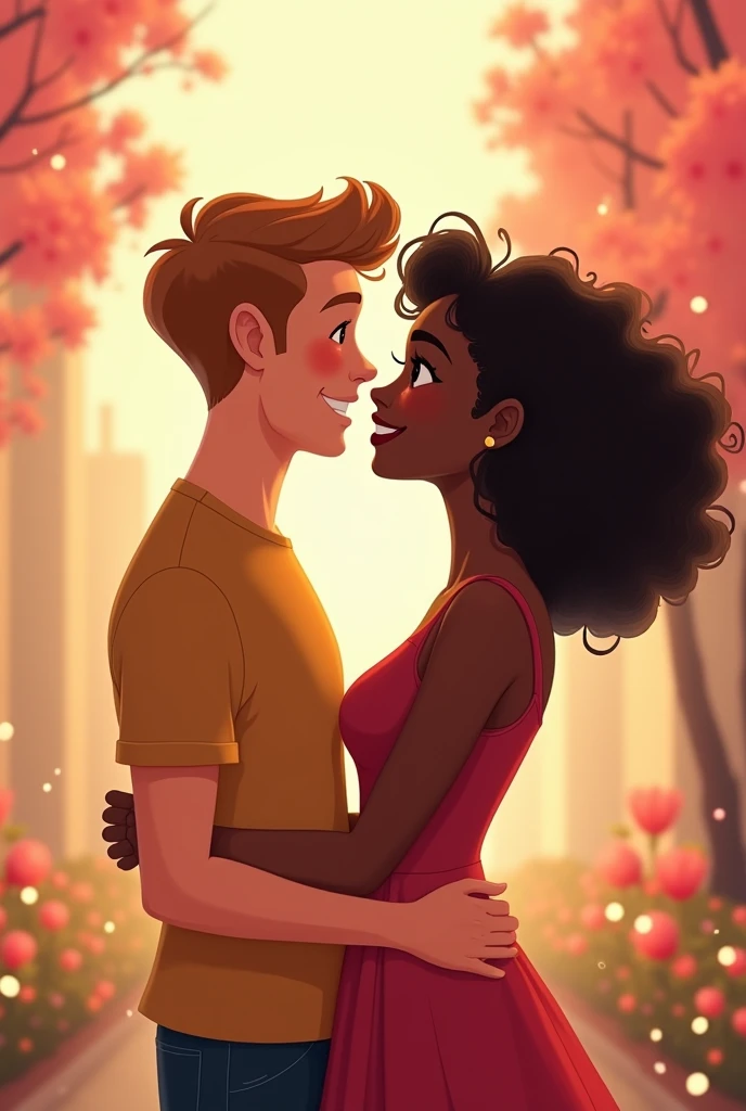 Animated Couple Relationship 2 white man and 1 black woman