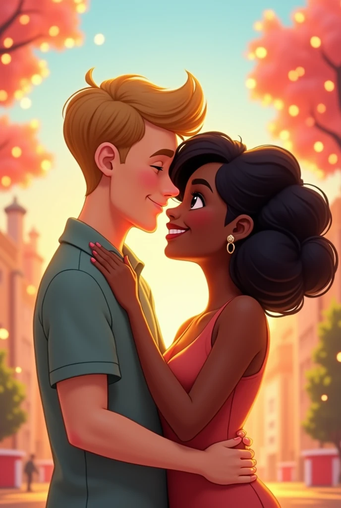 Animated Couple Relationship 2 white man and 1 black woman