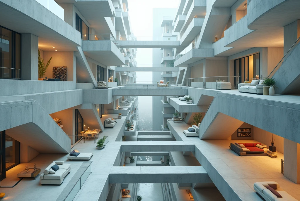 Modern maze with stairs, living rooms, halls, all with a sense of unlogical gravity