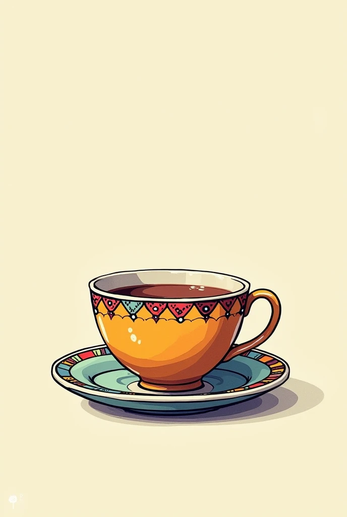 Create a drawing of a cup with a classic handle following the pop art artistic trend. The Fund Equally; that has a typical pop art design. let it be a drawing, not a real photo. 