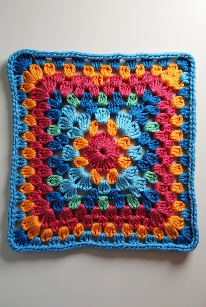 Crea una imagen de un granny square crochet que sea original 