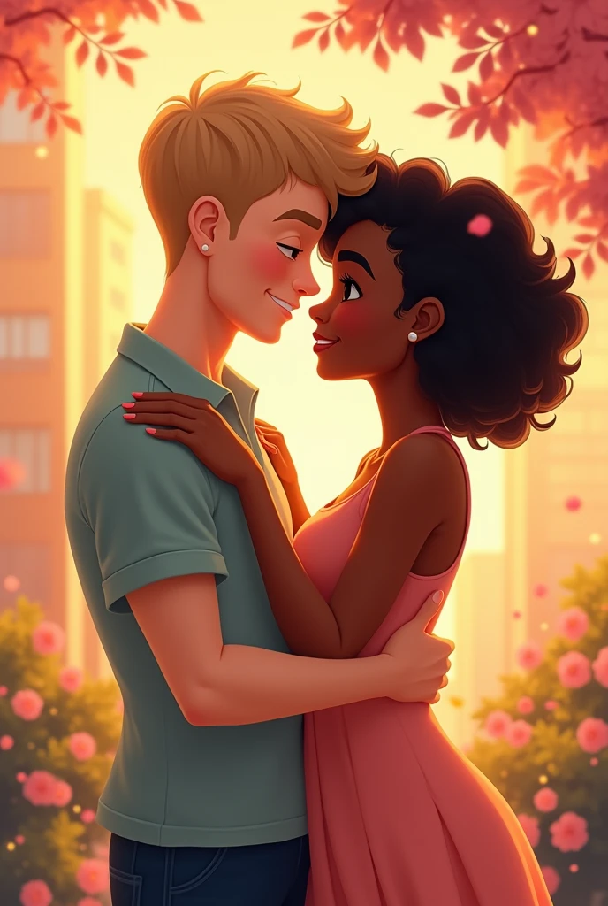 Animated Couple Relationship 2 white man and 1 black woman 