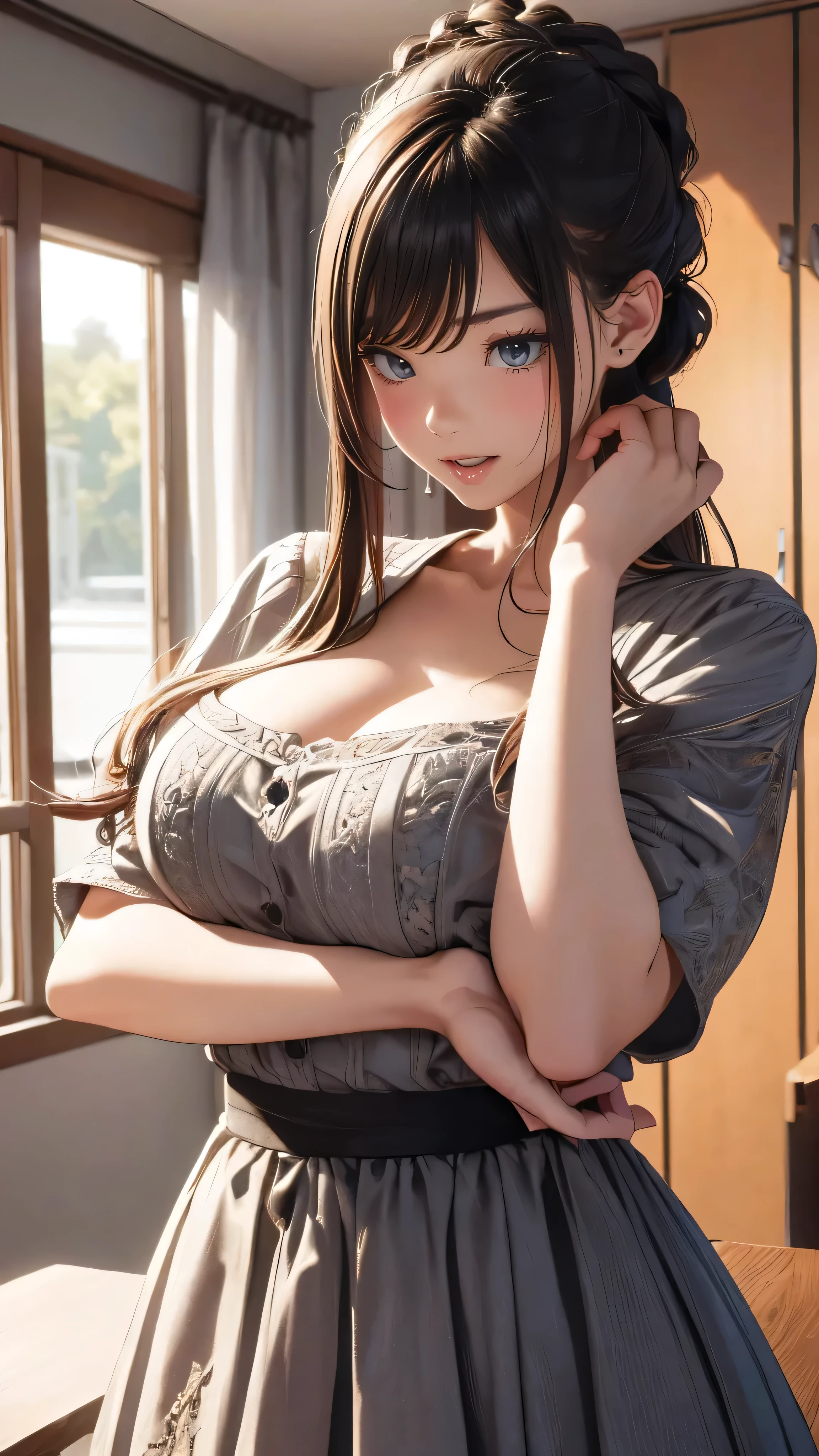 View your viewers,high school girl,Leaning forward,(Random Pause),(Thin type),(Large Breasts),(Random Hairstyles),(Best image quality, (8k), Ultra-realistic, 最high quality, high quality, High resolution, high qualityの質感, Attention to detail, Beautiful details, Fine details, Highly detailed CG, Detailed Texture, Realistic facial expressions, masterpiece, before)