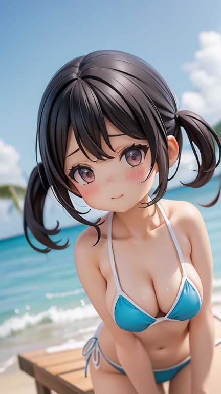 Swimwear、セパレートSwimwear、Girl、Girl、Mini character、Primary school students、small、Black Hair,、The forehead is visible、Forehead、whole body、