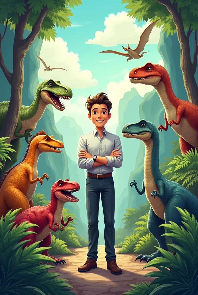 Teacher with lots of dinosaurs for notebook cover 