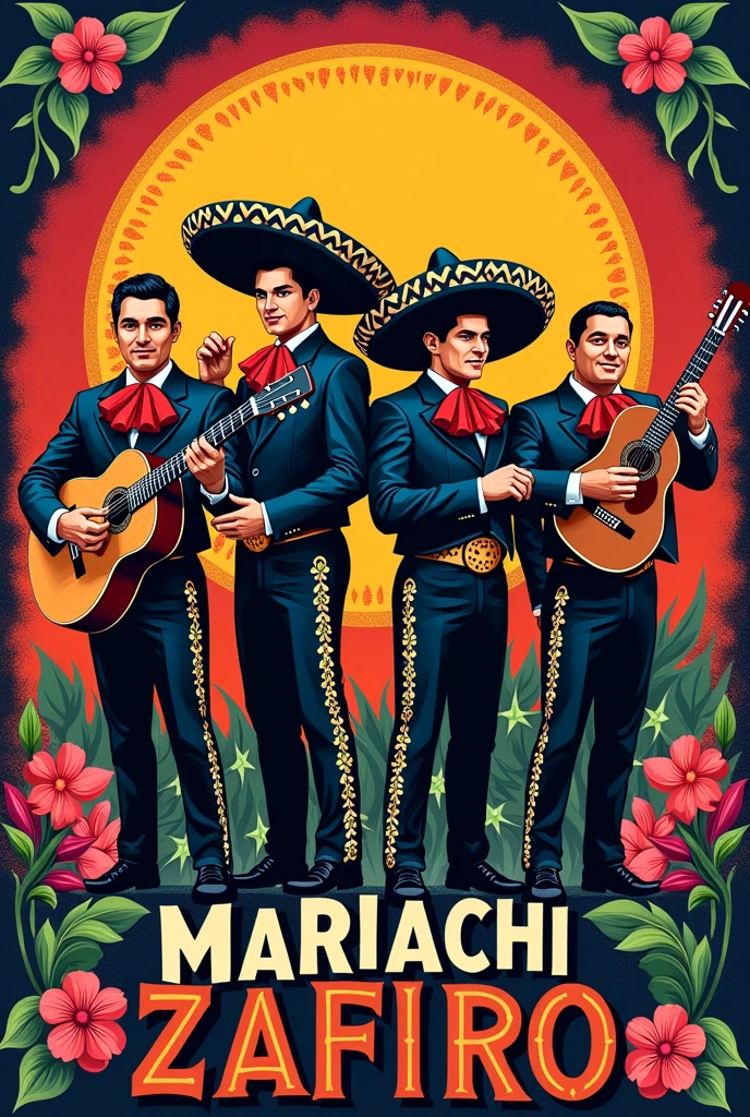 Business card for mariachi with 5 musicians, Mexican fund, that generates confidence with the name of Ricardo Rocha&#39;s mariachi zafiro in a horizontal form 