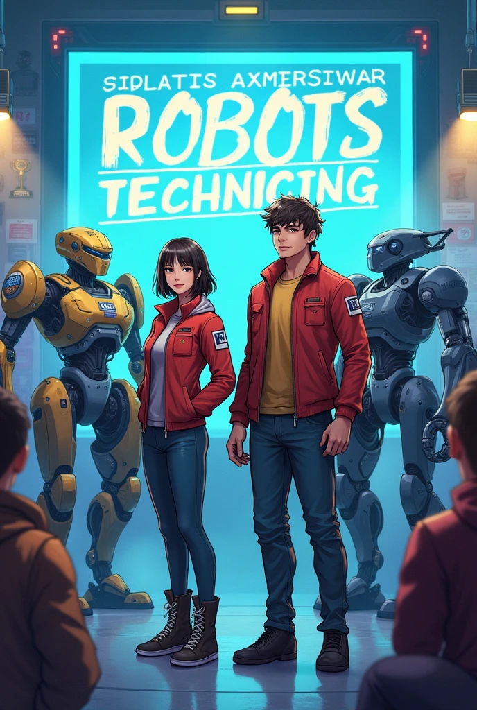 Generate an image wishing all the best to our team who is going for technician robotics competition