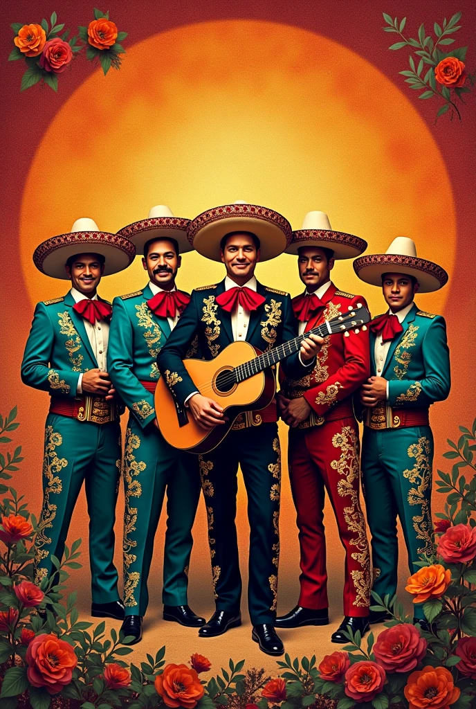 Business card for mariachi with 5 musicians, Mexican fund, that generates confidence with the name of mariachi zafiro de Ricardo Rocha and that the image is horizontal