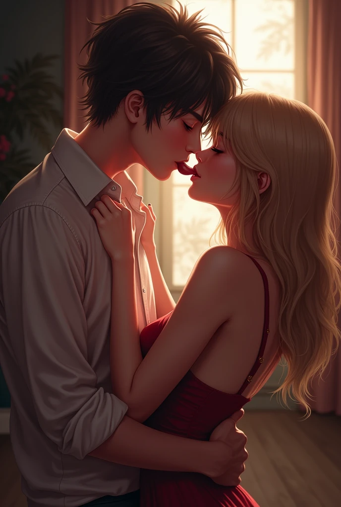 Whole Tongue putting inside in by girl tongue kiss between boy and girl and at the same time having intercourse