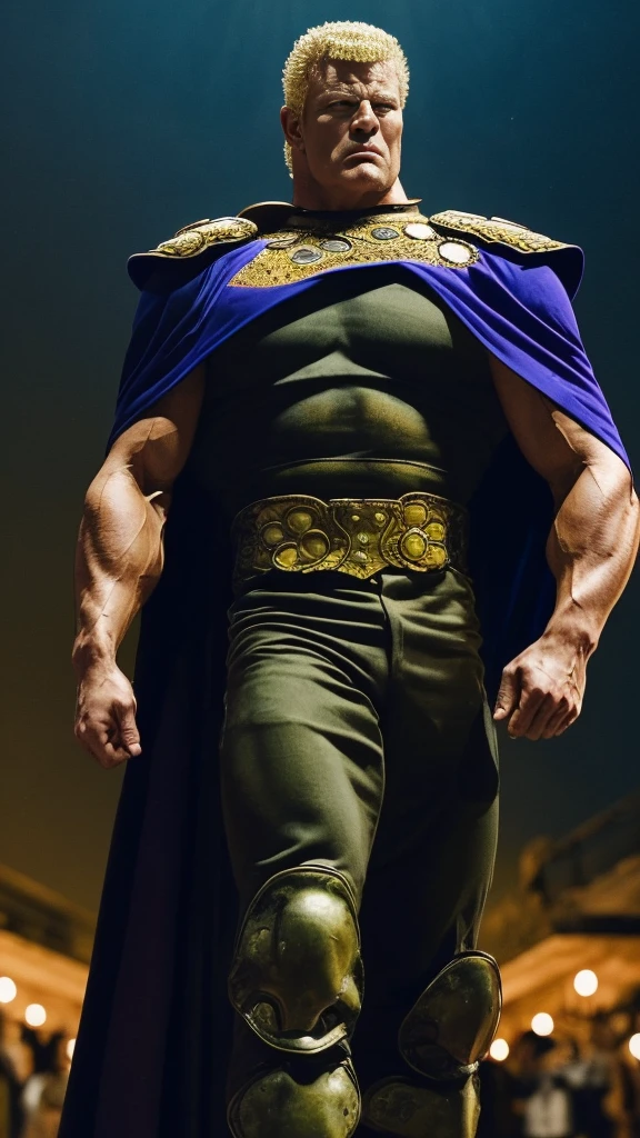 8k images、Raoh from Fist of the North Star(:1.5)、doping、Muscular、Fearless confidence、The face of resentment、Glaring at me、Glowing Eyes、Physique of bodybuilders、Black Cape、Abandoned building、strobe、Black background、whole body、Stand with your legs spread、Fighting Pose、whole bodyから立ち上る湯気、fighting spirit、Round halo、Ruins of the battlefield、Spread your arms