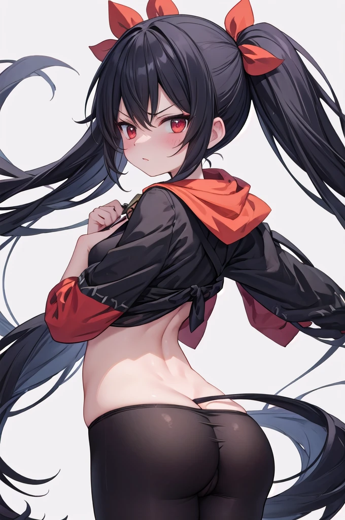 (Exceptional, Best aesthetics, new, newest, Highest quality, masterpiece, Very detailed), One Girl, alone,Ashley (WarioWare), Twin tails, Red eyes, Black Hair,White Background,glare, (Highest quality), (detailed), Soft Shadows, Written boundary depth, shape, 4K,naked.whole body,vagina,hymen,butt focus,mature female,Angry,ass up, From the back