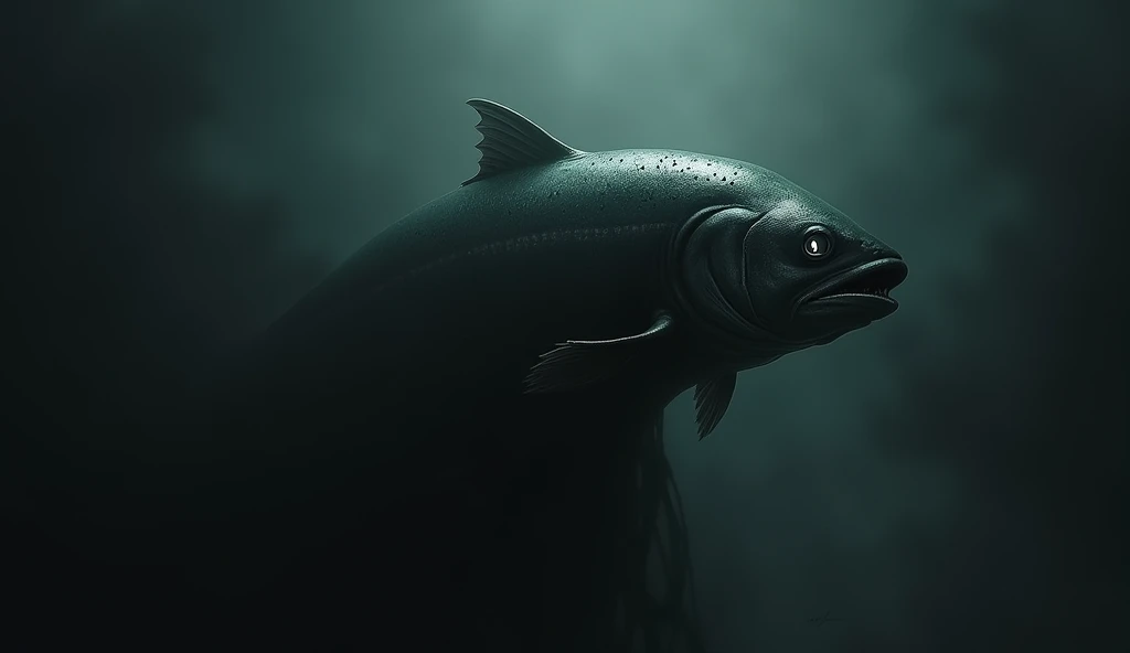 (masterpiece:1.3) (最high quality:1.2) (high quality:1.1)、There is a shadow、Fish salmon、The body has small black spots、Horror、His eyes are shining