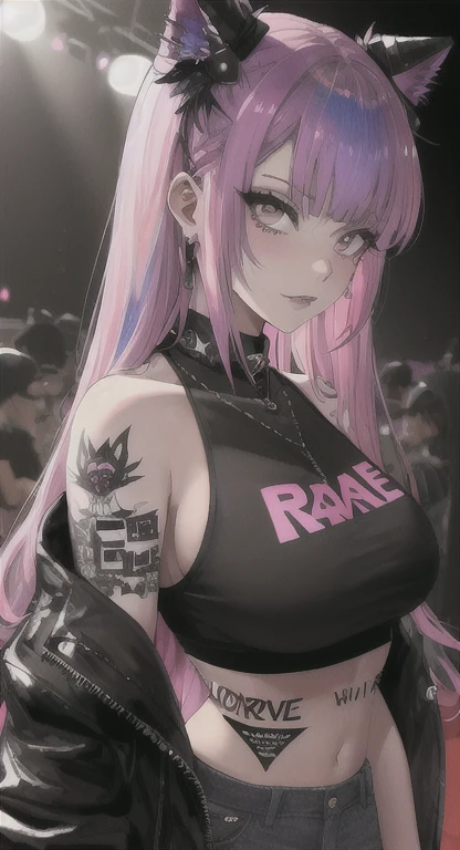 Beautiful, thick juicy, goth girlfriend, Holo punk hairstyle, rave, POV,