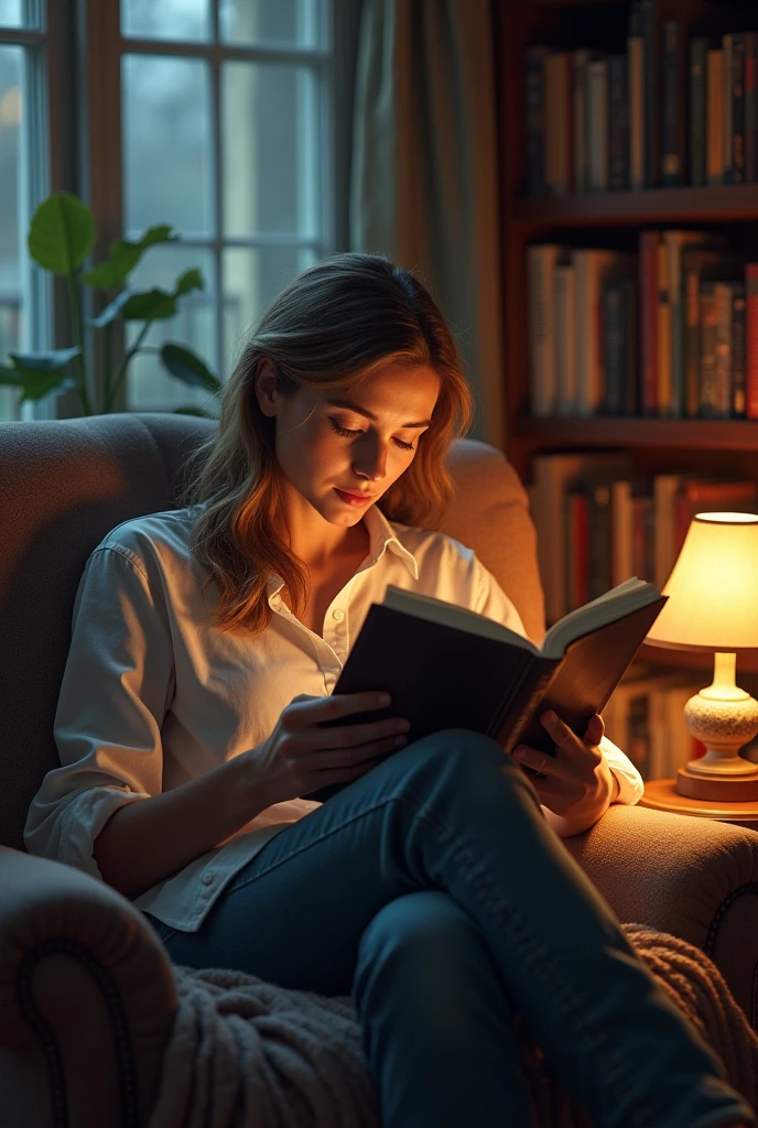 Create an image of enjoying reading