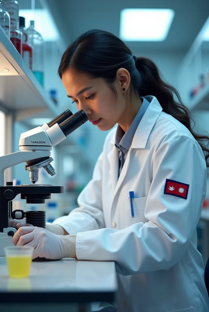 A Nepali Young doctor In micro biology lab