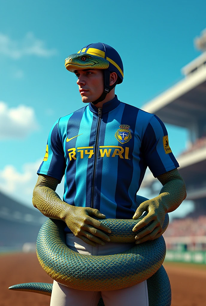 create a boa constrictor jockey with a Grêmio shirt