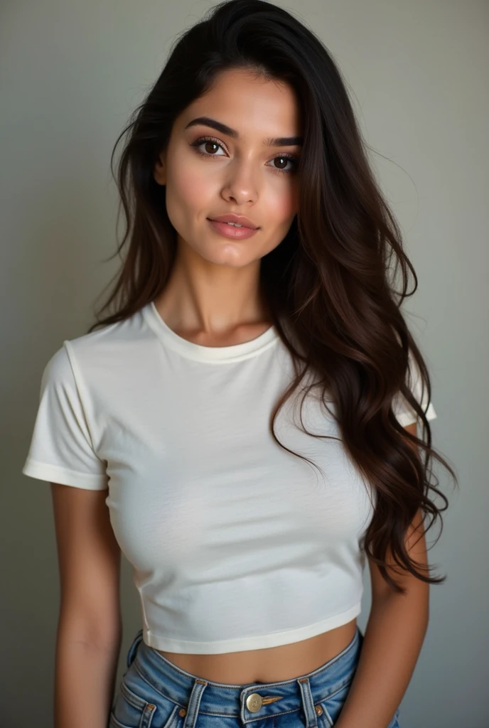 Free image of a 2 pakistan beautiful girl wearing T shirt for fiverr gig thumbnail which looks real. The boobs size should be 36