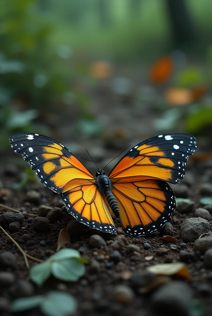 butterfly wings on the ground dead