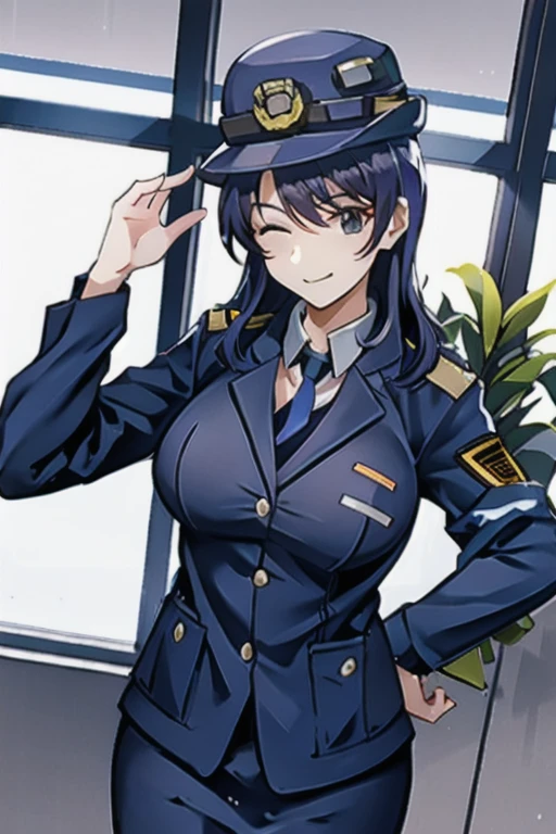 Ultra-high resolution, Ultra-high resolution, Ultra-high resolution, Ultra-high resolution,policewoman,Cowboy Shot,Japanese,High resolution police officer.Japanese police officer,Cool look,Female Executives,Police uniform,office内,View your viewers,Female police officer, Police uniform, Police hat, hunting, indoor, office, Severe, Mouth closed