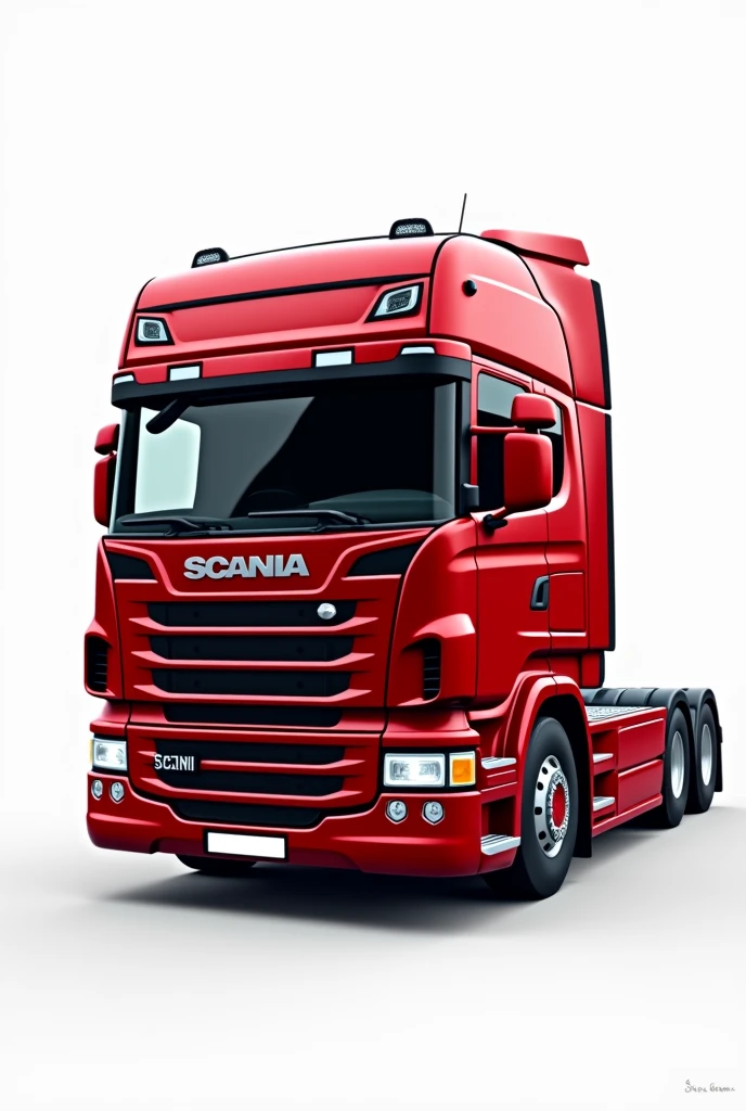Red Scania truck with white background body