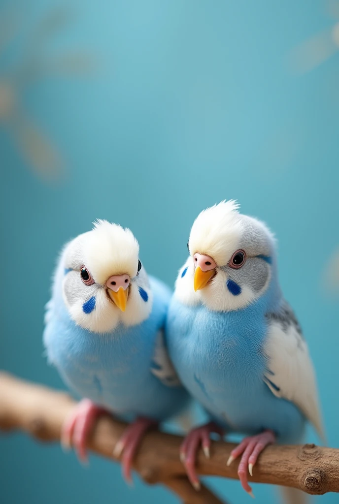 budgie chicks, (Father) diluted cobalt mutation, (Mother) opal sky blue, realist, that they look tender