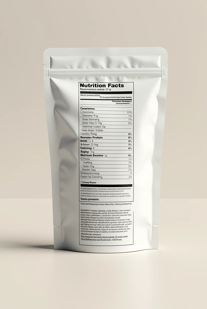 Packaging label with nutritional information