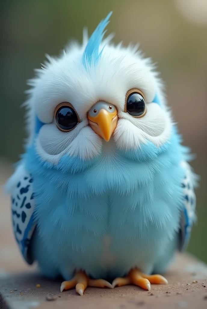 budgie chicks, (Father) diluted cobalt mutation, (Mother) opal sky blue, realist, that they look tender, cute eyes, que sea una combinación de ambos Fathers