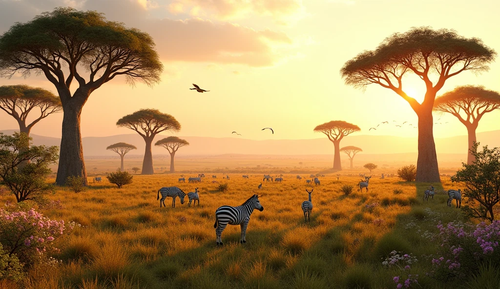 Panoramic view of savanna vegetation.