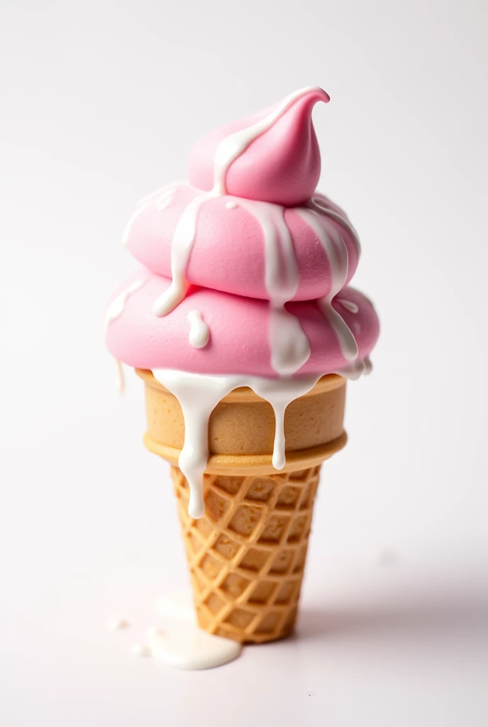 Strawberry ice cream cone with milk